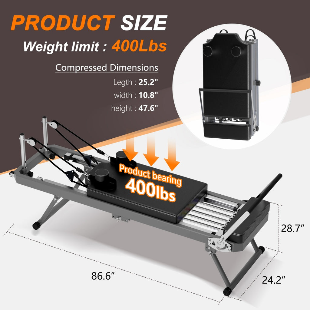 Pilates Core Bed, Foldable Home High Quality, Yoga Studio Same Commercial Fitness Equipment, Black